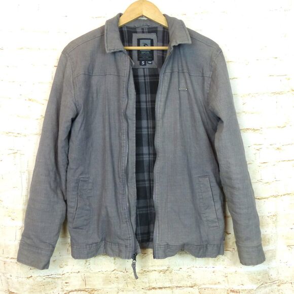 Rip Curl Jacket Mens S Gray Zip Insulated Inner Flannel Lining Surf Skate 90s - Picture 1 of 13